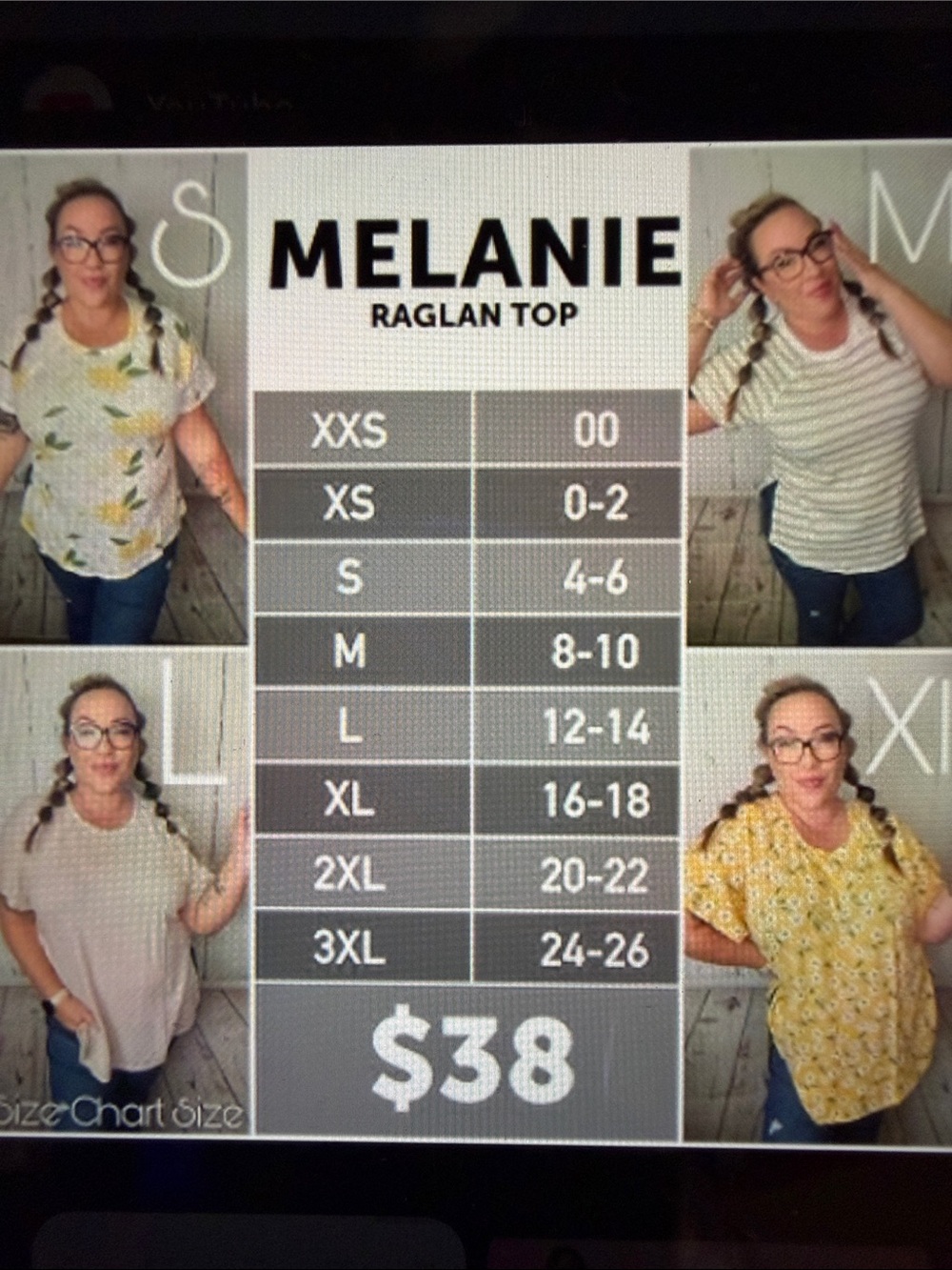 Lularoe Melanie Raglan Top - Picture 2 of 2